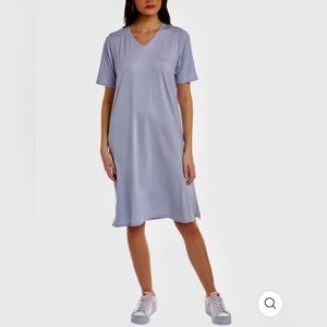 Eileen Fisher Chambray Organic Cotton stretch Jersey V-Neck Dress NWT/ XS